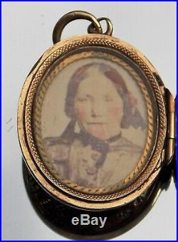 Stunning Rare Victorian 15ct Gold Double Hand Painted Portrait Miniature Locket