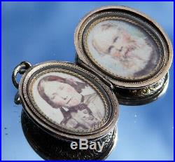 Stunning Rare Victorian 15ct Gold Double Hand Painted Portrait Miniature Locket