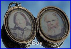 Stunning Rare Victorian 15ct Gold Double Hand Painted Portrait Miniature Locket