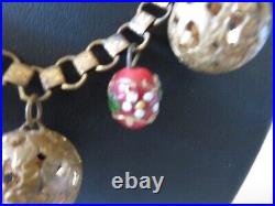 Stunning Vintage or Victorian Hand Painted Beads Filigree Balls Necklace
