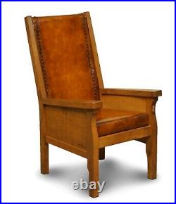 Sublime Circa 1950's Hand Dyed Brown Leather Robert Mouseman Thompson Armchair