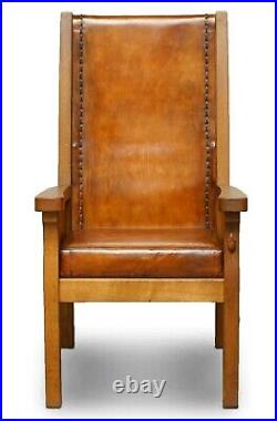 Sublime Circa 1950's Hand Dyed Brown Leather Robert Mouseman Thompson Armchair