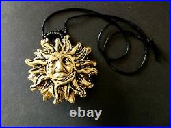 Sun pendant black gold talisman amulet necklace wicca pagan collectibles jewelry