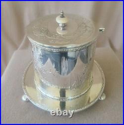 Superb 19th Century English Hand Chased Silverplate Squirrels Biscuit Barrel