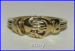 Superb, Antique Victorian 9 Ct Gold Fede Gimmel, Hand Over A Diamond Heart Ring