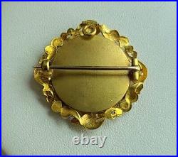 Superb Victorian Hand Painted Portrait 14K Gold Pendant / Brooch Pin 9.28 gram