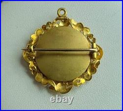 Superb Victorian Hand Painted Portrait 14K Gold Pendant / Brooch Pin 9.28 gram