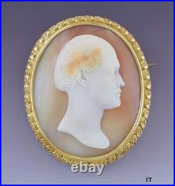 Superb c1870s Saulini 18k Gold Hand Carved Cameo Prince Albert Large Size