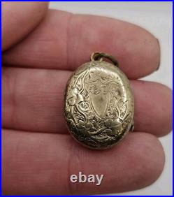 Sweet Antique Victorian Gold Filled Enameled Hand Engraved Locket Pendant