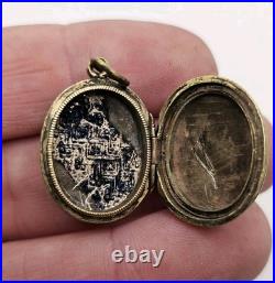 Sweet Antique Victorian Gold Filled Enameled Hand Engraved Locket Pendant