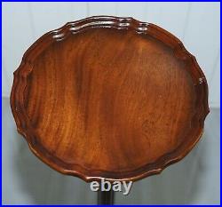 Tall Hand Carved Mahogany Jardiniere Stand, Claw & Ball Feet Scalloped Edge Top