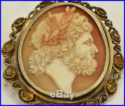 The most impressive antique Victorian 18k gold&hand carved Shell Cameo brooch