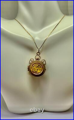 Tiger's Eye Locket Man In The Moon Sun Apollo Victorian Rare Hand Carved