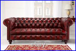 Traditional Edwardian Chesterfield sofa hand made couch oxblood red