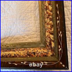 True Antique carved wooden frame Victorian vintage hand painted 8 x 10 opening