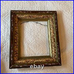 True Antique carved wooden frame Victorian vintage hand painted 8 x 10 opening