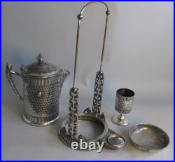 Unique Antique VICTORIAN Hand-Hammered Silverplate Water Tipping Urn, circa 1880