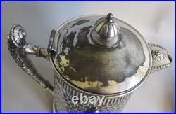 Unique Antique VICTORIAN Hand-Hammered Silverplate Water Tipping Urn, circa 1880
