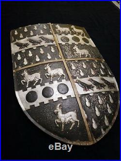 Unique Victorian Gothic Hand Carved Oak Hand Painted Armorial Shield 3ft x 2ft