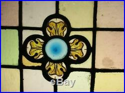 VICTORIAN ENGLISH LEADED STAINED GLASS WINDOW Hand Painted Birds 42.25 x 19