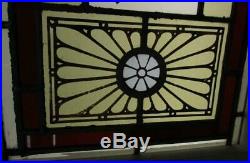 VICTORIAN ENGLISH LEADED STAINED GLASS WINDOW Hand Painted Flowers 15.25 x 41