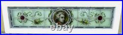 VICTORIAN ENGLISH LEADED STAINED GLASS WINDOW Mozart Hand Painted 35.5 x 10