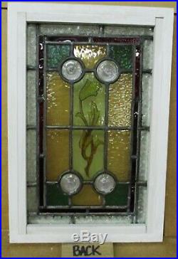 VICTORIAN ENGLISH LEADED STAINED GLASS WINDOW Small Hand Painted 12.75 x 19.25