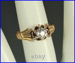 VICTORIAN EURO DIAMOND Ring 1890s 14k GOLD Sz 5 HANDS CRESCENTS $1999 Appraisal