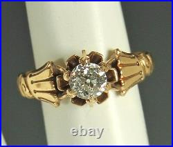 VICTORIAN EURO DIAMOND Ring 1890s 14k GOLD Sz 5 HANDS CRESCENTS $1999 Appraisal