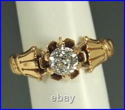 VICTORIAN EURO DIAMOND Ring 1890s 14k GOLD Sz 5 HANDS CRESCENTS $1999 Appraisal