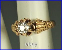 VICTORIAN EURO DIAMOND Ring 1890s 14k GOLD Sz 5 HANDS CRESCENTS $1999 Appraisal