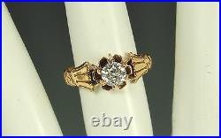 VICTORIAN EURO DIAMOND Ring 1890s 14k GOLD Sz 5 HANDS CRESCENTS $1999 Appraisal