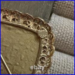 VICTORIAN HAND Painted MINIATURE Portrait GOLD Gilt 800 Silver Pendant Brooch