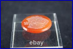 VICTORIAN INTAGLIO HAND CARVED CARNELIAN UNMOUNTED ITALIAN CAMEO 25mm MONOGR. TA