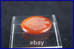 VICTORIAN INTAGLIO HAND CARVED CARNELIAN UNMOUNTED ITALIAN CAMEO 25mm MONOGR. TA