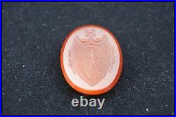 VICTORIAN INTAGLIO HAND CARVED CARNELIAN UNMOUNTED ITALIAN CAMEO 25mm MONOGR. TA