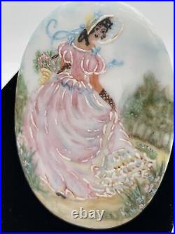 VICTORIAN Oval HAND-PAINTED Porcelain Woman PIN/BROOCH & EARRINGS