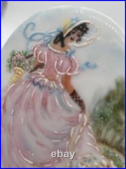 VICTORIAN Oval HAND-PAINTED Porcelain Woman PIN/BROOCH & EARRINGS