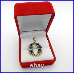 VINTAGE HAND MADE VICTORIAN FILIGREE SAPPHIRE CHARM PENDANT in 14k GOLD