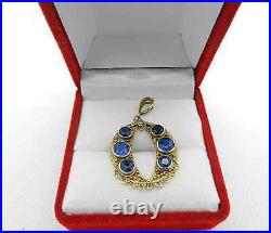 VINTAGE HAND MADE VICTORIAN FILIGREE SAPPHIRE CHARM PENDANT in 14k GOLD