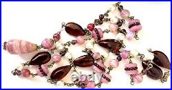 VTG LOUIS ROUSSELET Baroque Glass & Faux Pearl SAUTOIR NECKLACE Paris, France