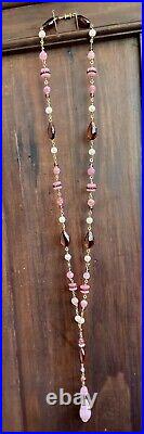 VTG LOUIS ROUSSELET Baroque Glass and Faux Pearl SAUTOIR NECKLACE Paris France