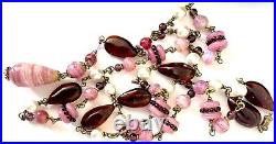 VTG LOUIS ROUSSELET Baroque Glass and Faux Pearl SAUTOIR NECKLACE Paris France