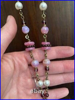 VTG LOUIS ROUSSELET Baroque Glass and Faux Pearl SAUTOIR NECKLACE Paris France
