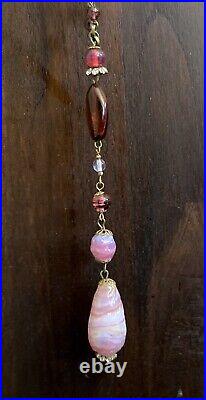 VTG LOUIS ROUSSELET Baroque Glass and Faux Pearl SAUTOIR NECKLACE Paris France
