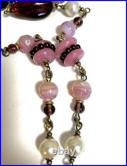 VTG LOUIS ROUSSELET Baroque Glass and Faux Pearl SAUTOIR NECKLACE Paris France