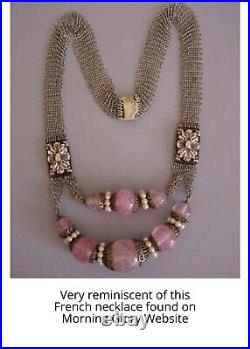 VTG LOUIS ROUSSELET Baroque Glass and Faux Pearl SAUTOIR NECKLACE Paris France