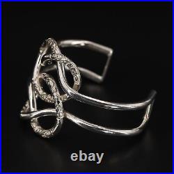 VTG Sterling Silver VICTORIAN Hand Engraved Knot 6 Heavy Cuff Bracelet 40g
