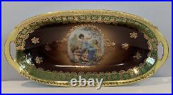 VTG Victorian German Bavarian Hand Painted Porcelain Serving Tray Gilt Signed