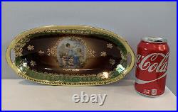 VTG Victorian German Bavarian Hand Painted Porcelain Serving Tray Gilt Signed